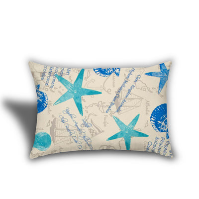 Set Of Three 19" X 19" Ocean Blue And White Zippered Nautical Throw Indoor Outdoor Pillow Cover
