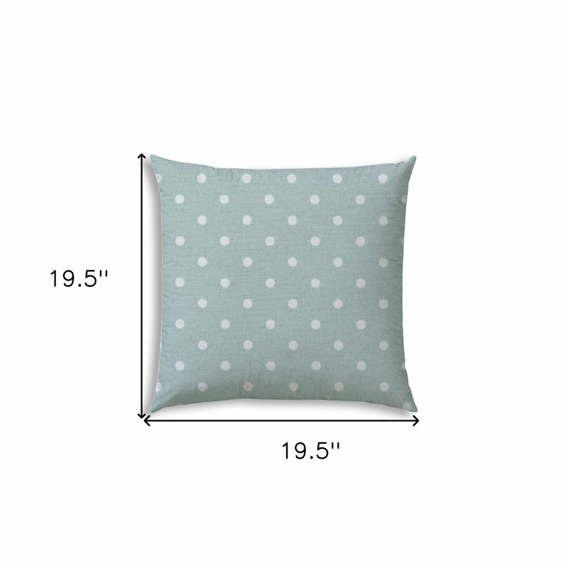 20" X 20" Seafoam And White Zippered Polyester Polka Dots Throw Pillow Cover