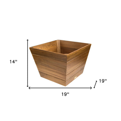 19" Brown Wood Indoor Outdoor Square Planter Box