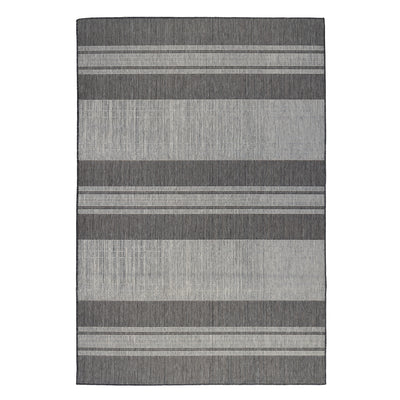8' x 10' Blue and Gray Striped Stain Resistant Indoor Outdoor Area Rug