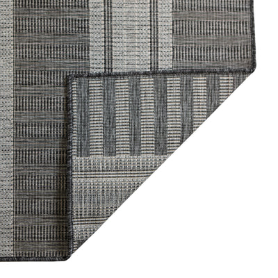 8' x 10' Blue and Gray Striped Stain Resistant Indoor Outdoor Area Rug