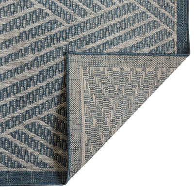 5' x 8' Gray and Blue Geometric Stain Resistant Indoor Outdoor Area Rug