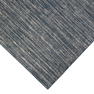 8' Runner Gray and Blue Striped Stain Resistant Indoor Outdoor Runner Rug