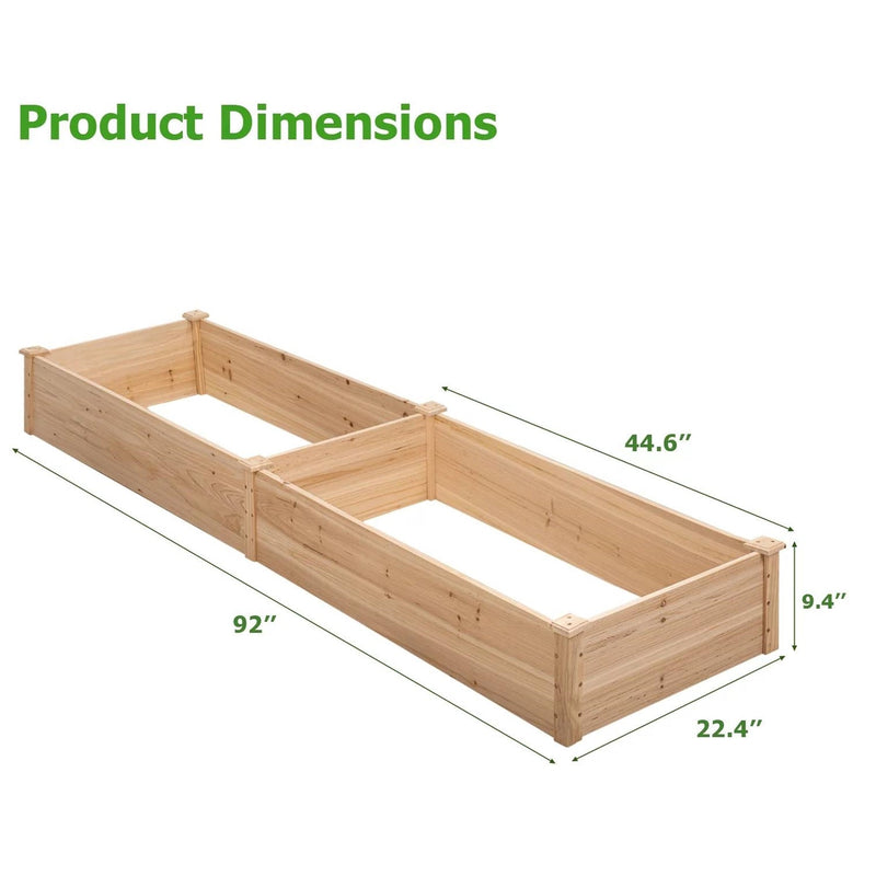 Outdoor Solid Wood Raised Garden Bed Planter 92 x 22 x 9 inches High