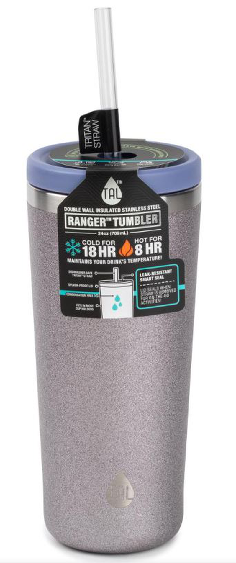 TAL Stainless Steel Ranger Tumbler Water Bottle 24 Fl Oz, Gray Steel
