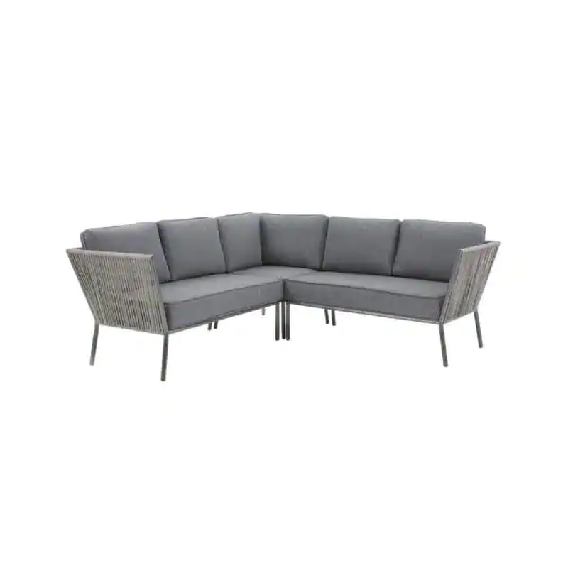 3-Piece Wicker Outdoor Patio Sectional Set with Charcoal Cushions