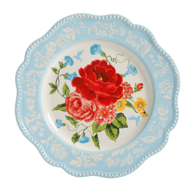Sweet Rose 10.98-Inch Scalloped Dinner Plates, 4-Pack