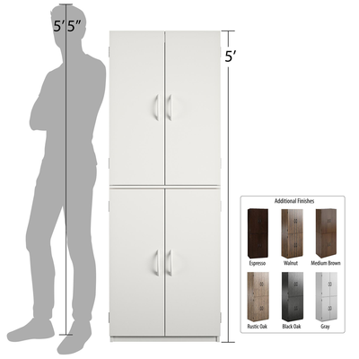 4-Door 5' Storage Cabinet, Espresso