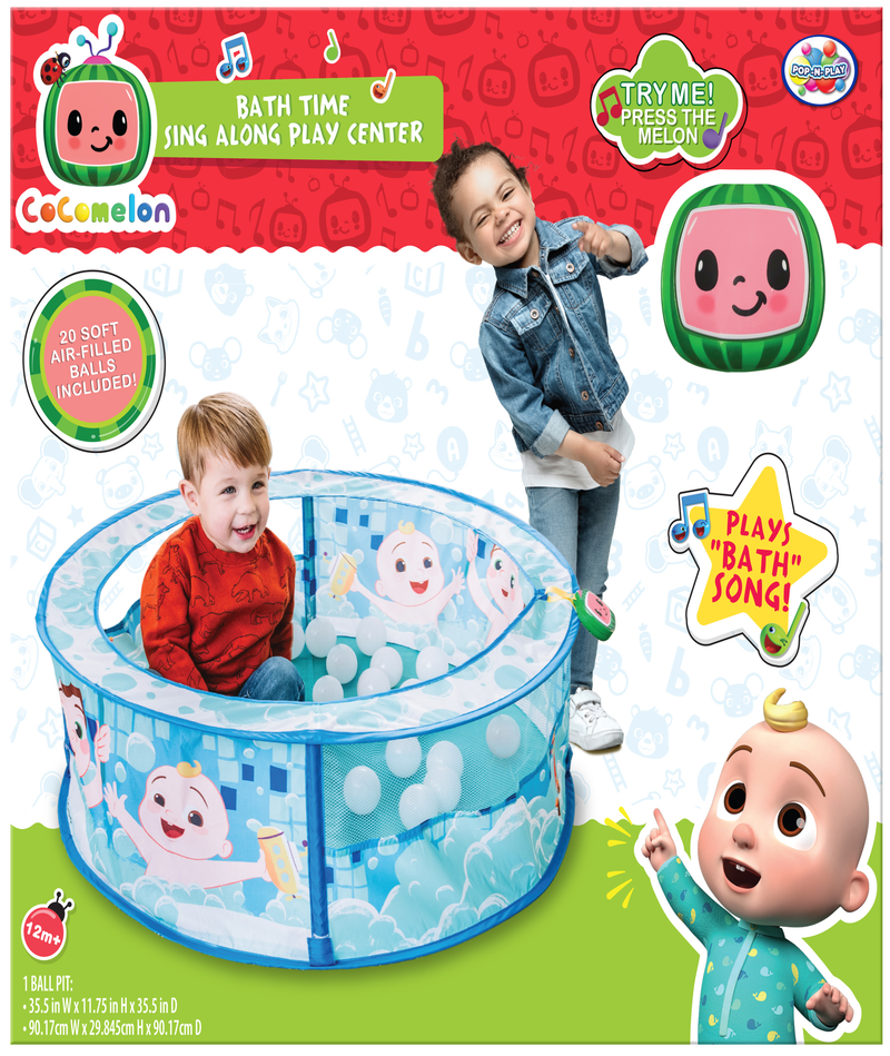 Cocomelon Bath Time Sing along Play Center - Pop up Ball Pit Tent for Kids with 20 Bonus Play Balls and Music, Ages 3+