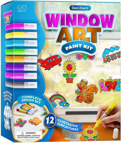Window Art Suncatcher Painting Kit for Kids - Arts and Crafts for Girls & Boys Ages 6-12 - Craft Kits Art Set - Indoor Sun Catcher Paint Kits - Craft Gift Ideas for Kids Activities Age 4 5 6 7 8