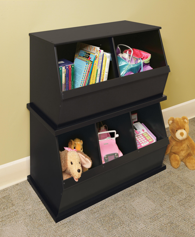 Children's Wooden Three Bin Stackable Storage Cubby 5.2 cu ft Capacity - Brown