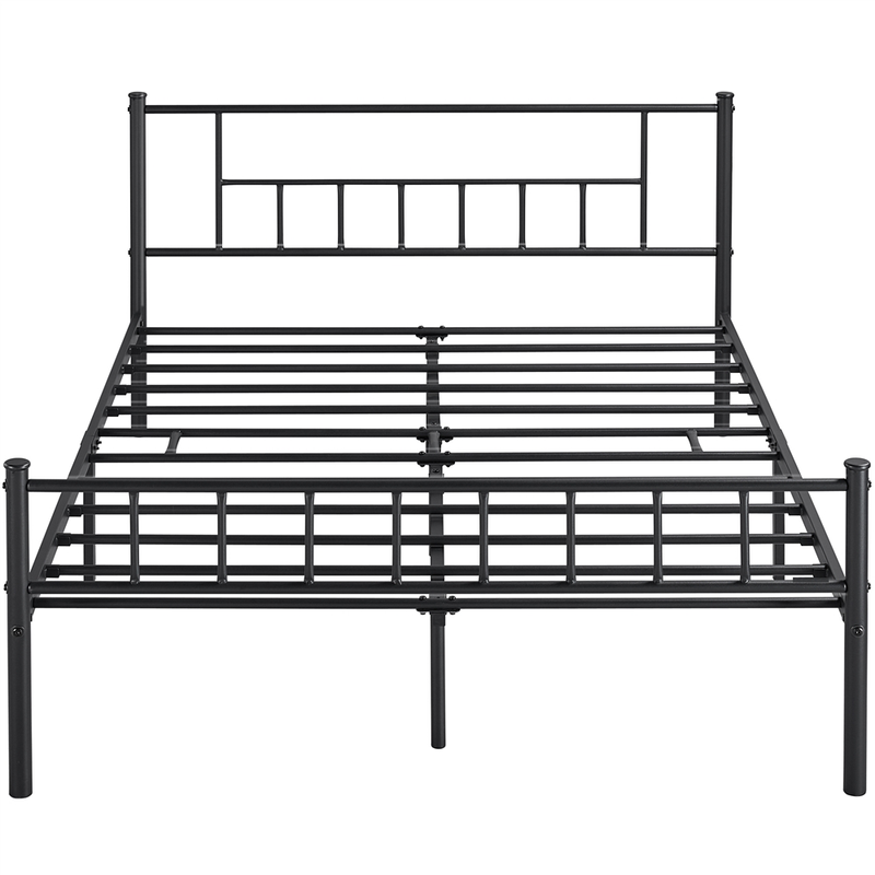 Easyfashion Metal Full Bed with Headboard and Footboard, Black