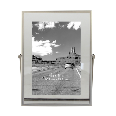 Better Homes & Gardens Brushed Silver 4X6 Floating Photo Frame with Metal Easel