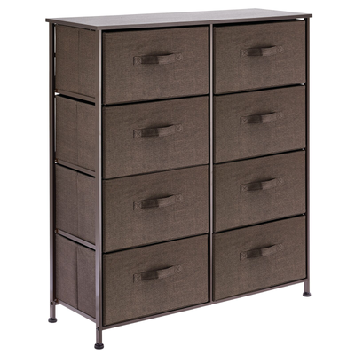 Mdesign Storage Dresser Furniture Unit - Tall Standing Organizer for Bedroom, Office, Living Room, and Closet - 8 Slim Drawer Removable Fabric Bins - Espresso Brown