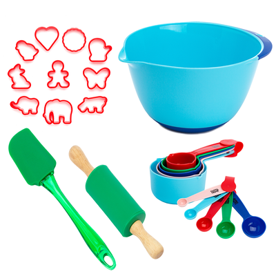Tasty Kits Cookie Baking Gadget Set, Real Kid-Safe Baking Tools, Multicolor, 23 Piece