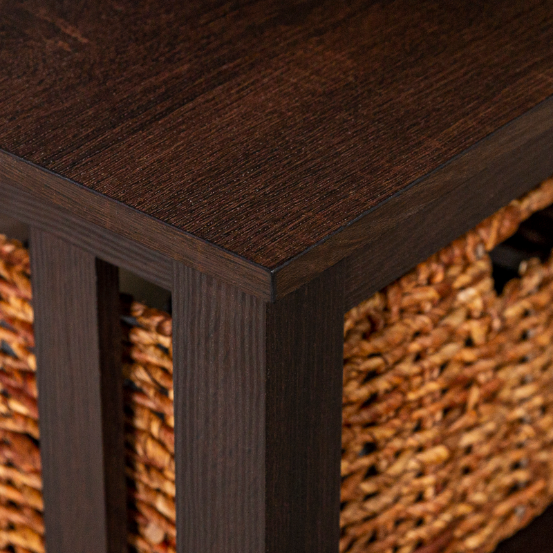 Woven Paths Traditional Storage Coffee Table with Bins, Espresso