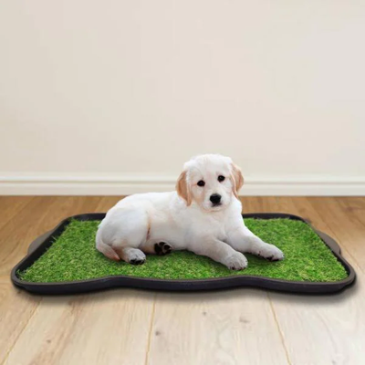 Pet Tray Collection 15 in. x 30 in. Grass Pee Pad Potty Pet Training Tray in Black