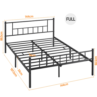 Easyfashion Metal Full Bed with Headboard and Footboard, Black