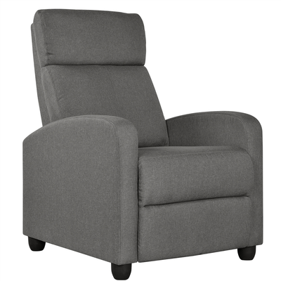 Easyfashion Fabric Push Back Theater Recliner Chair, Gray