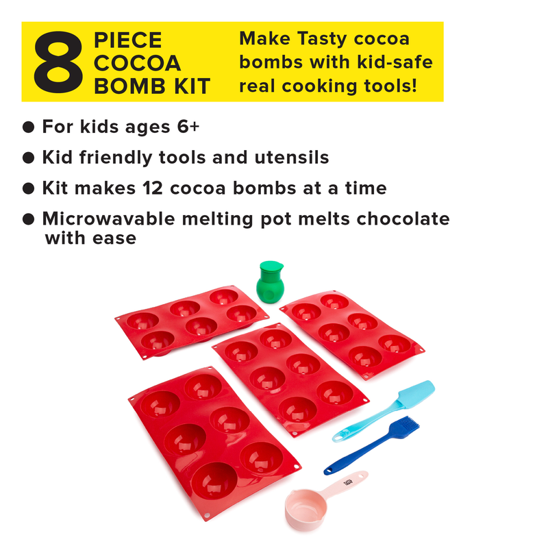 Tasty Kits Hot Chocolate Bomb Silicone Gadget Set, Multi-Color, 8 Piece