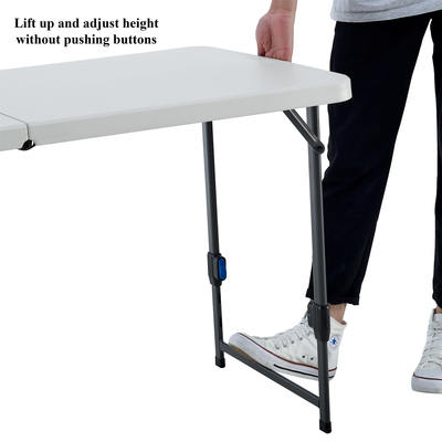 4' Adjustable Height Folding Table, White Granite