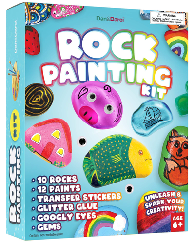 Rock Painting Kit for Kids - Arts and Crafts for Girls &Amp; Boys Ages 6-12 - Craft Kits Art Set - Supplies for Painting Rocks - Best Tween Paint Gift, Ideas for Kids Activities Age 4 5 6