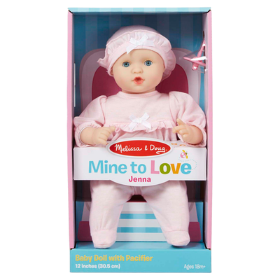 Melissa & Doug Mine to Love Jenna 12" Soft Body Baby Doll with Romper, Hat