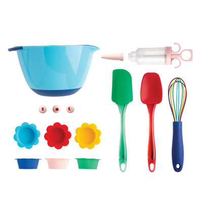 Tasty Kits Cupcake Gadget Set, Includes Kid-Safe Real Tools and Silicone Baking Cups, Multicolor, 15 Piece