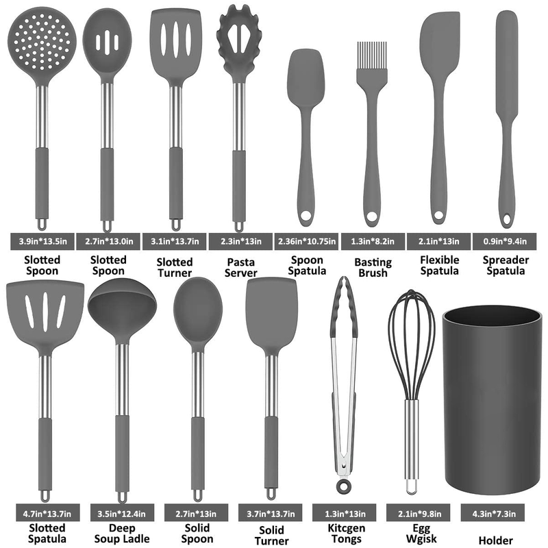 30 Pcs Silicone Cooking Utensil Set, Kitchen Utensils Cooking Utensils Set, Food Grade Silicone Spatula Set, Bpa-Free, Non-Stick Heat Resistant Silicone Cookware with Strong Stainless Steel Handle