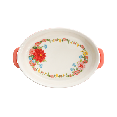 Sweet Rose 2-Piece Ceramic Oval Baker Set, Assorted Colors