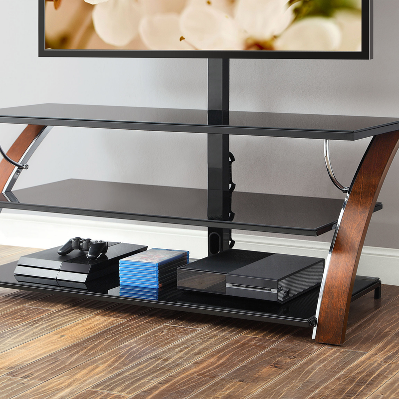 Whalen Payton 3-In-1 Flat Panel TV Stand for Tvs up to 65", Brown Cherry Finish