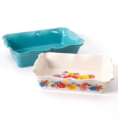 The 2-Piece Rectangular Ruffle Top Ceramic Bakeware Set