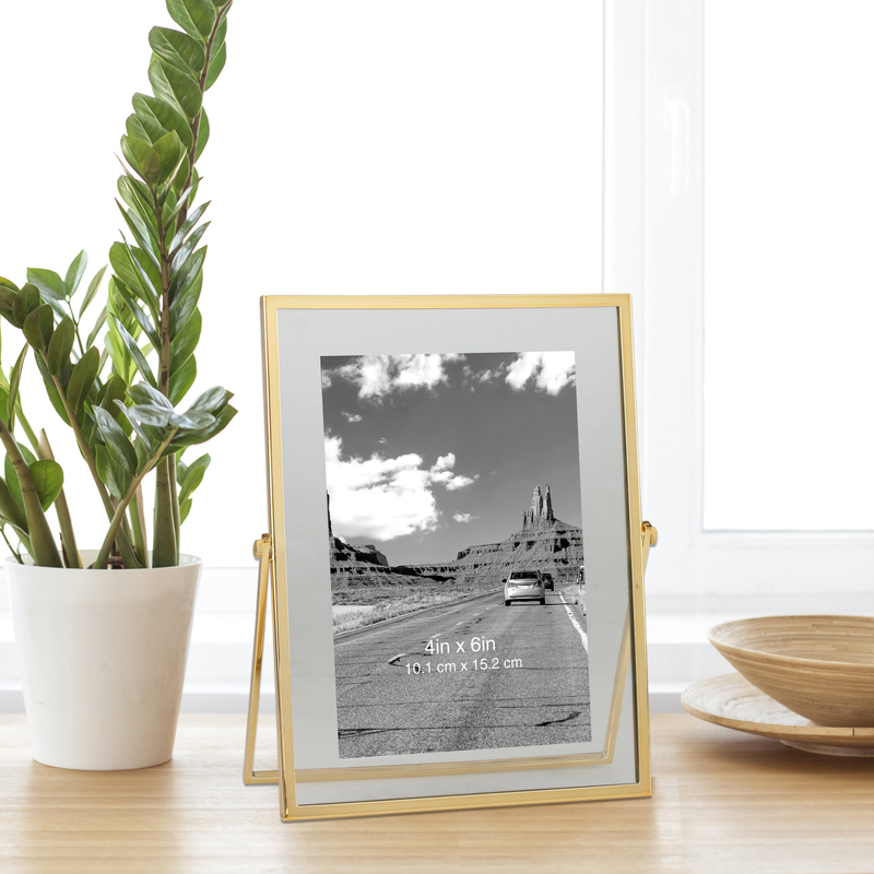 Better Homes & Gardens 4X6 Gold Floating Photo Frame with Metal Easel