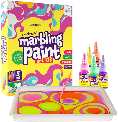 Dan&Darci Marbling Paint Art Kit for Kids - Arts and Crafts for Girls & Boys Ages 6-12 - Craft Kits Art Set - Best Tween Paint Gift, Ideas for Kids Activities Age 4 5 6 7 8 9 10 Marble Painting