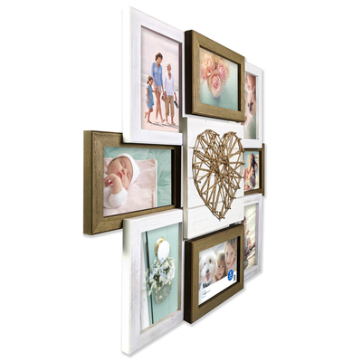 Better Homes & Gardens 17.99" X 1.97" X 20.08" String Heart Rustic 8-Opening Collage Frame