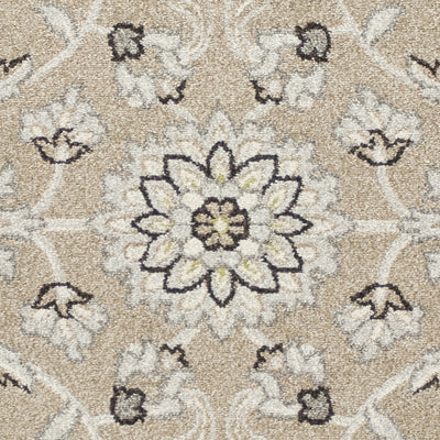 7'x10' Beige Grey Machine Woven UV Treated Floral Traditional Indoor Outdoor Area Rug