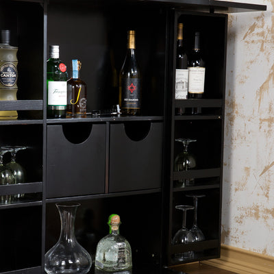 Black Metro Fold Away Bar Cabinet